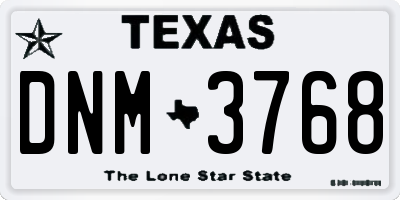 TX license plate DNM3768