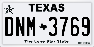 TX license plate DNM3769