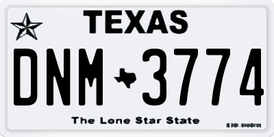 TX license plate DNM3774