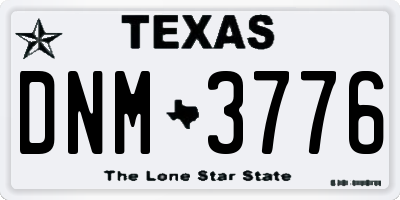 TX license plate DNM3776