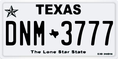 TX license plate DNM3777