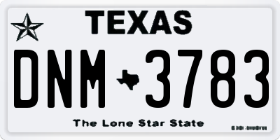 TX license plate DNM3783