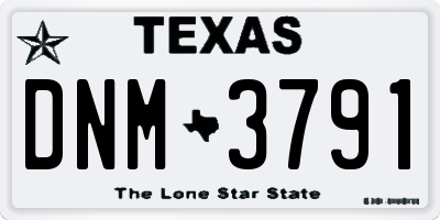 TX license plate DNM3791