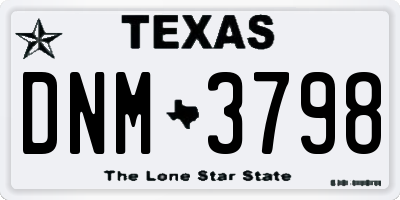 TX license plate DNM3798