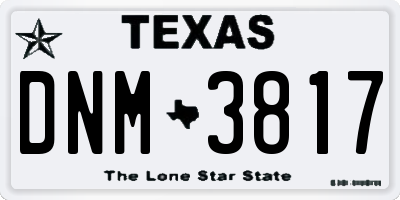 TX license plate DNM3817