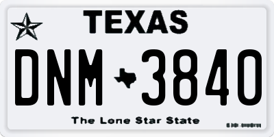 TX license plate DNM3840