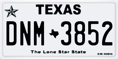 TX license plate DNM3852