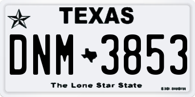 TX license plate DNM3853