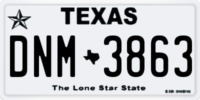 TX license plate DNM3863