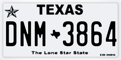 TX license plate DNM3864