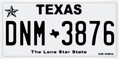 TX license plate DNM3876