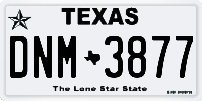 TX license plate DNM3877