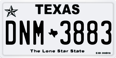 TX license plate DNM3883
