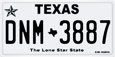 TX license plate DNM3887