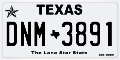 TX license plate DNM3891