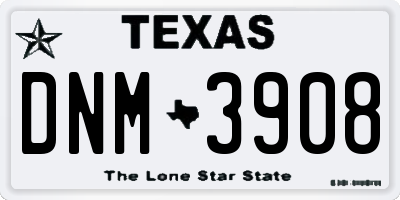 TX license plate DNM3908