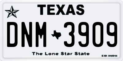 TX license plate DNM3909