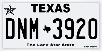 TX license plate DNM3920