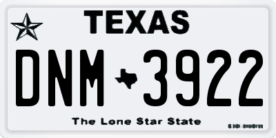 TX license plate DNM3922