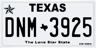 TX license plate DNM3925