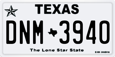 TX license plate DNM3940