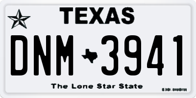 TX license plate DNM3941