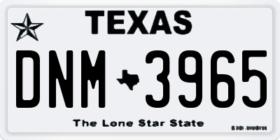 TX license plate DNM3965