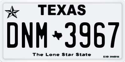 TX license plate DNM3967