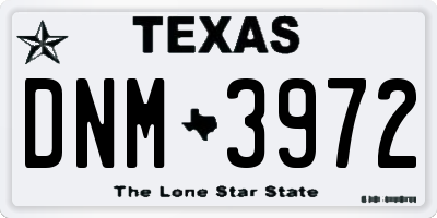 TX license plate DNM3972