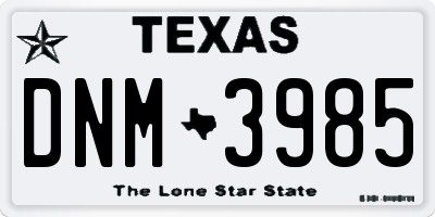 TX license plate DNM3985