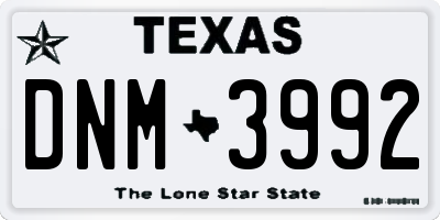 TX license plate DNM3992