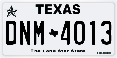 TX license plate DNM4013