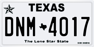 TX license plate DNM4017
