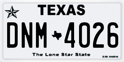 TX license plate DNM4026
