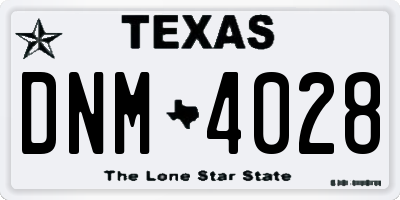 TX license plate DNM4028