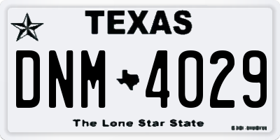 TX license plate DNM4029