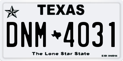 TX license plate DNM4031