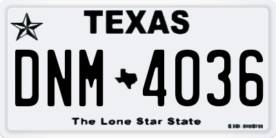 TX license plate DNM4036