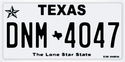TX license plate DNM4047