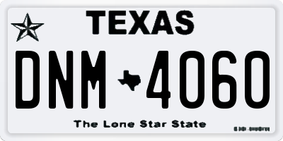 TX license plate DNM4060