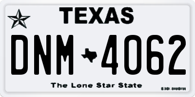 TX license plate DNM4062