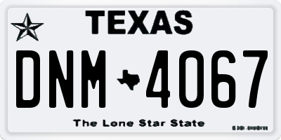 TX license plate DNM4067