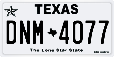 TX license plate DNM4077