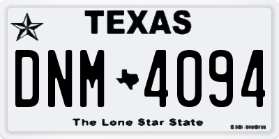 TX license plate DNM4094