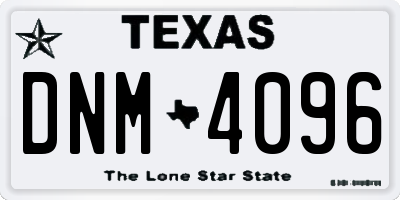 TX license plate DNM4096