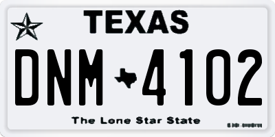TX license plate DNM4102