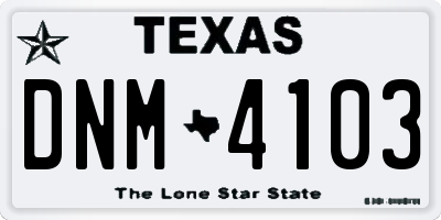 TX license plate DNM4103