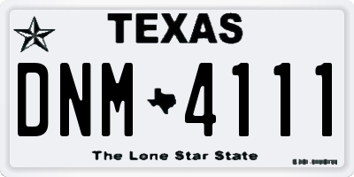 TX license plate DNM4111