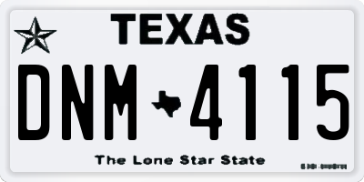 TX license plate DNM4115