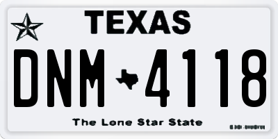 TX license plate DNM4118